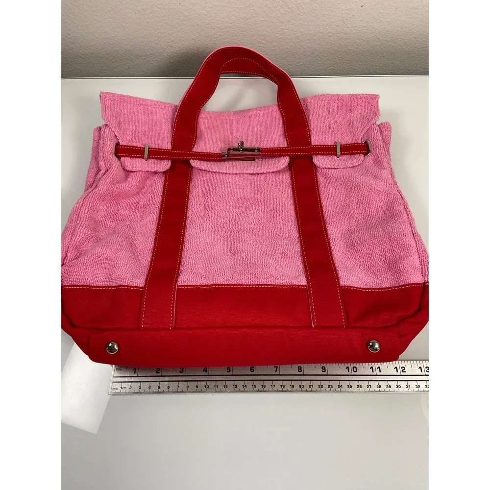 Sunwin Boatkin Style Women Large Pink Red Terry Cloth/Canvas Tote Bag NWOT Beach